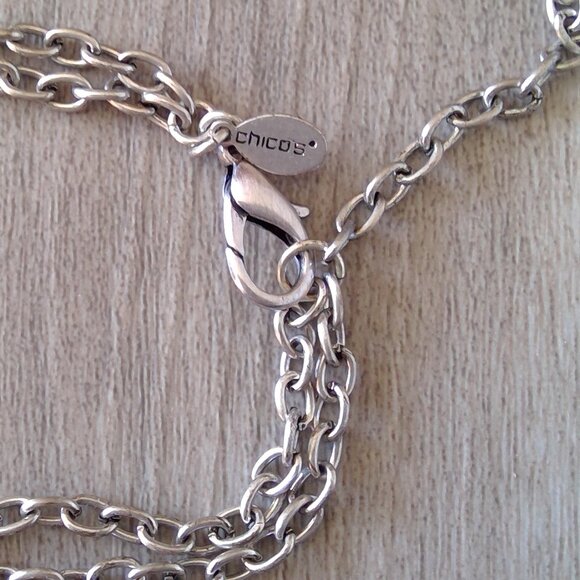 Chico's Silver Tone Necklace, Peach and Bronze colour beads - Picture 6 of 6